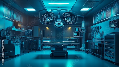 Futuristic Operating Room with High-Tech Medical Equipment - Advanced Surgical Environment