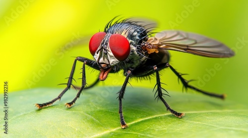 Close-up of Fly on Leaf