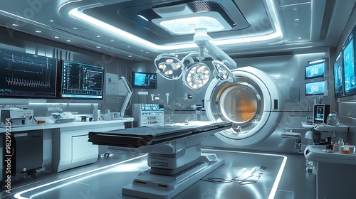 Futuristic Operating Room with High-Tech Medical Equipment - Advanced Surgical Environment