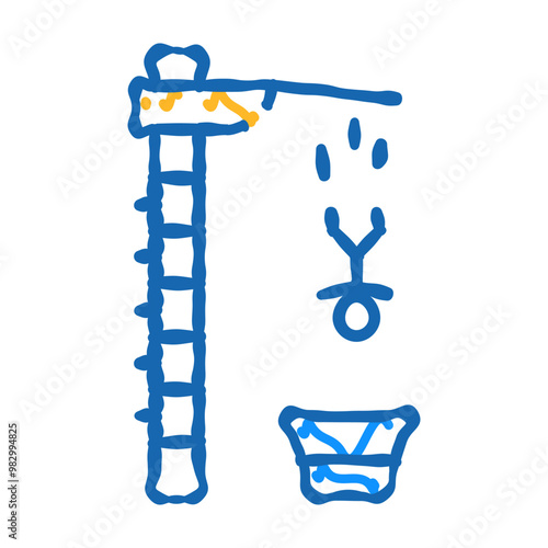 jumping into water from height doodle icon sketch vector. jumping into water from height sign. isolated symbol illustration