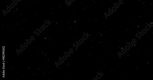 Stars on night sky, starry space motion with twinkling or blinking stars animated on black background. Abstract cosmos, outer space backdrop. Video 4K animation
