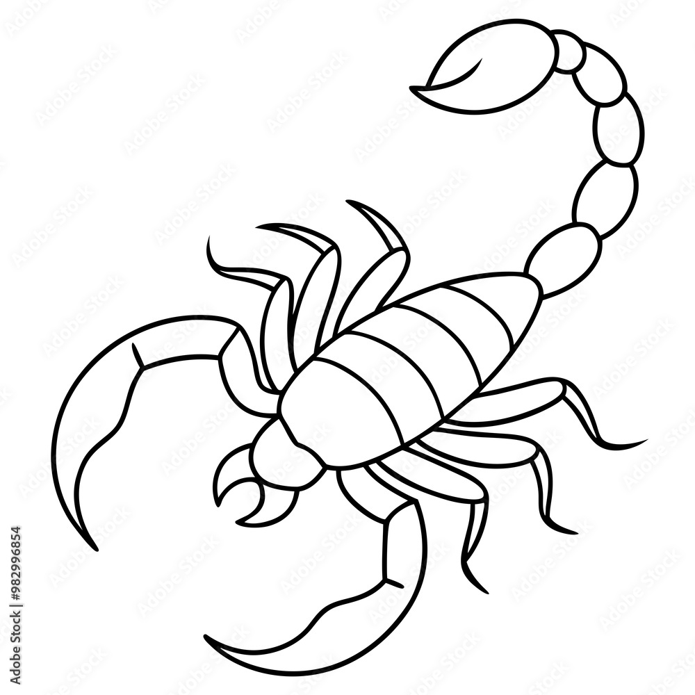 Minimalist Scorpion Line Art with Curved Pincers and Tail Minimalist Scorpion Line Art with Curved Pincers and Tail