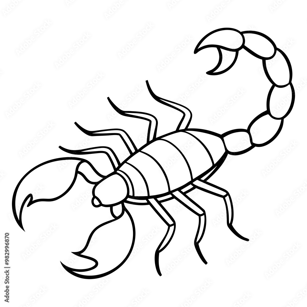 Obraz premium Minimalist Scorpion Line Art with Curved Pincers and Tail