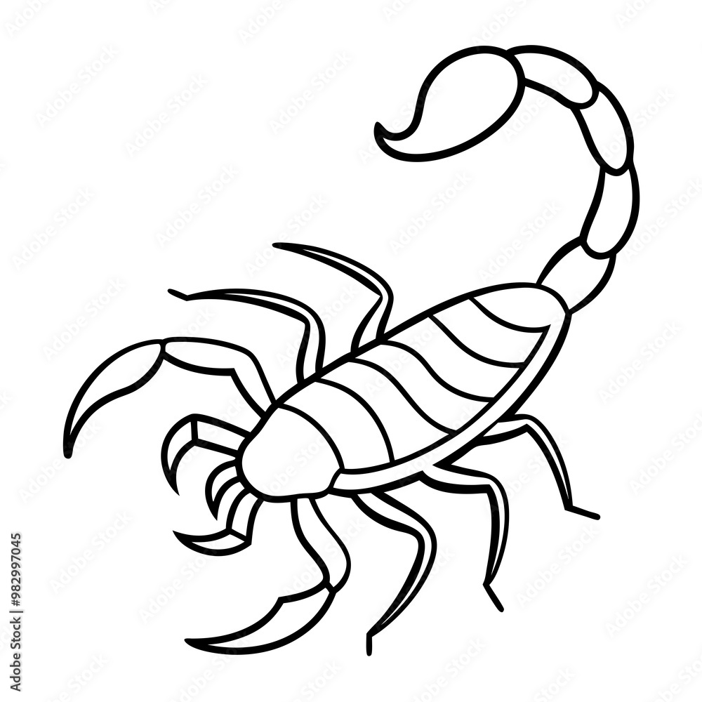 Minimalist Scorpion Line Art with Curved Pincers and Tail Minimalist Scorpion Line Art with Curved Pincers and Tail