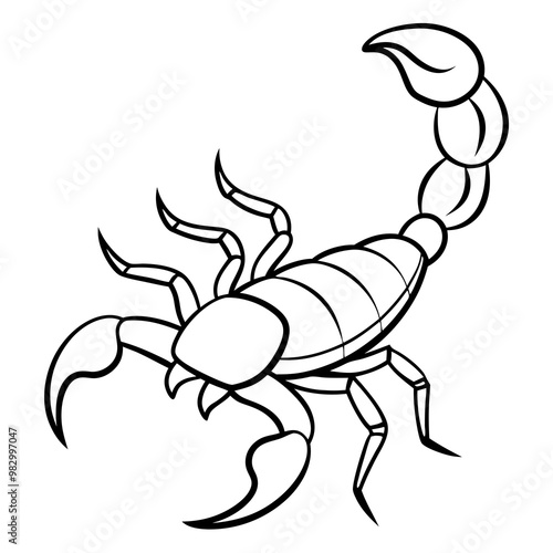 Minimalist Scorpion Line Art with Curved Pincers and Tail