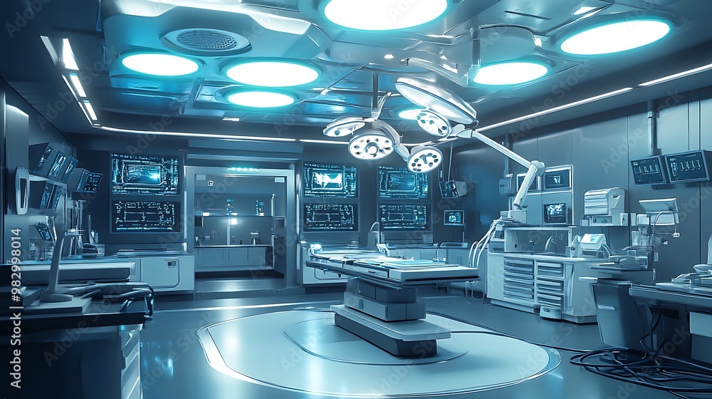 Futuristic Operating Room with High-Tech Medical Equipment - Advanced Surgical Environment Futuristic Operating Room with High-Tech Medical Equipment - Advanced Surgical Environment