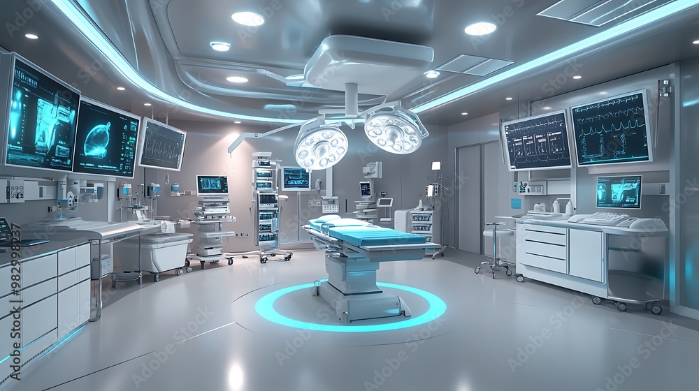 Futuristic Operating Room with High-Tech Medical Equipment - Advanced Surgical Environment Futuristic Operating Room with High-Tech Medical Equipment - Advanced Surgical Environment