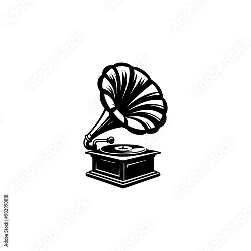 gramophone silhouette,  vector illustration