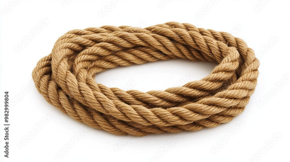 A coiled rope oval isolated on a white background. A coiled rope oval isolated on a white background.