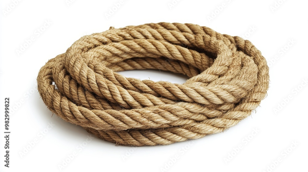 A coiled rope oval isolated on a white background. A coiled rope oval isolated on a white background.