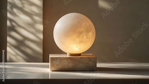 Wallpaper Mural Marble and Alabaster Table Lamp with Warm Light Torontodigital.ca