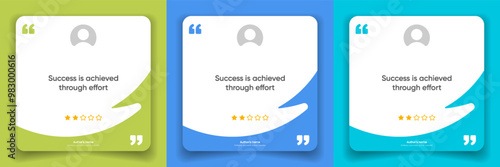 3D bubble testimonial banner, quote, infographic. Social media post template designs for quotes. Empty speech bubbles, quote bubbles and text box. Vector Illustration EPS10.