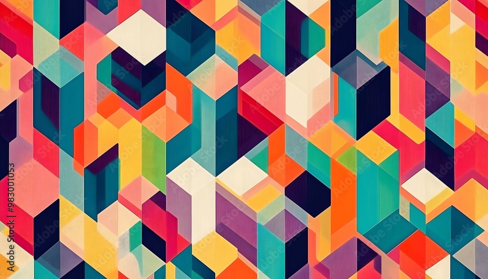 A vibrant and multicolored geometric pattern A vibrant and multicolored geometric pattern