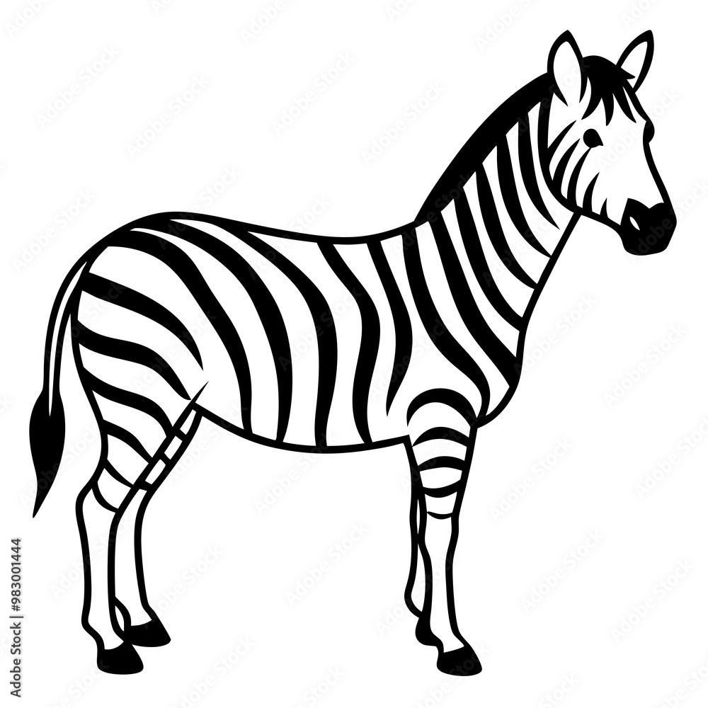 Minimalistic Zebra Line Art with Abstract Black and White Stripes Minimalistic Zebra Line Art with Abstract Black and White Stripes