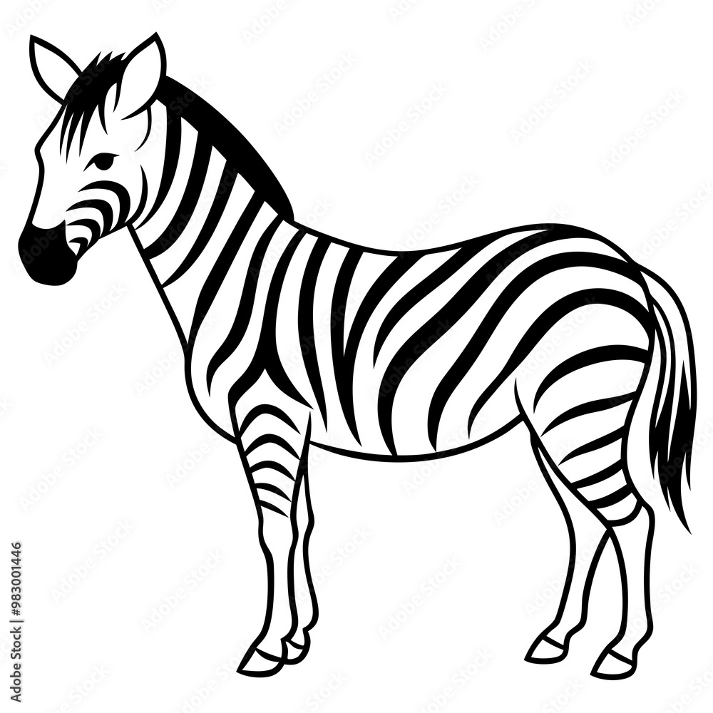 Fototapeta premium Minimalistic Zebra Line Art with Abstract Black and White Stripes