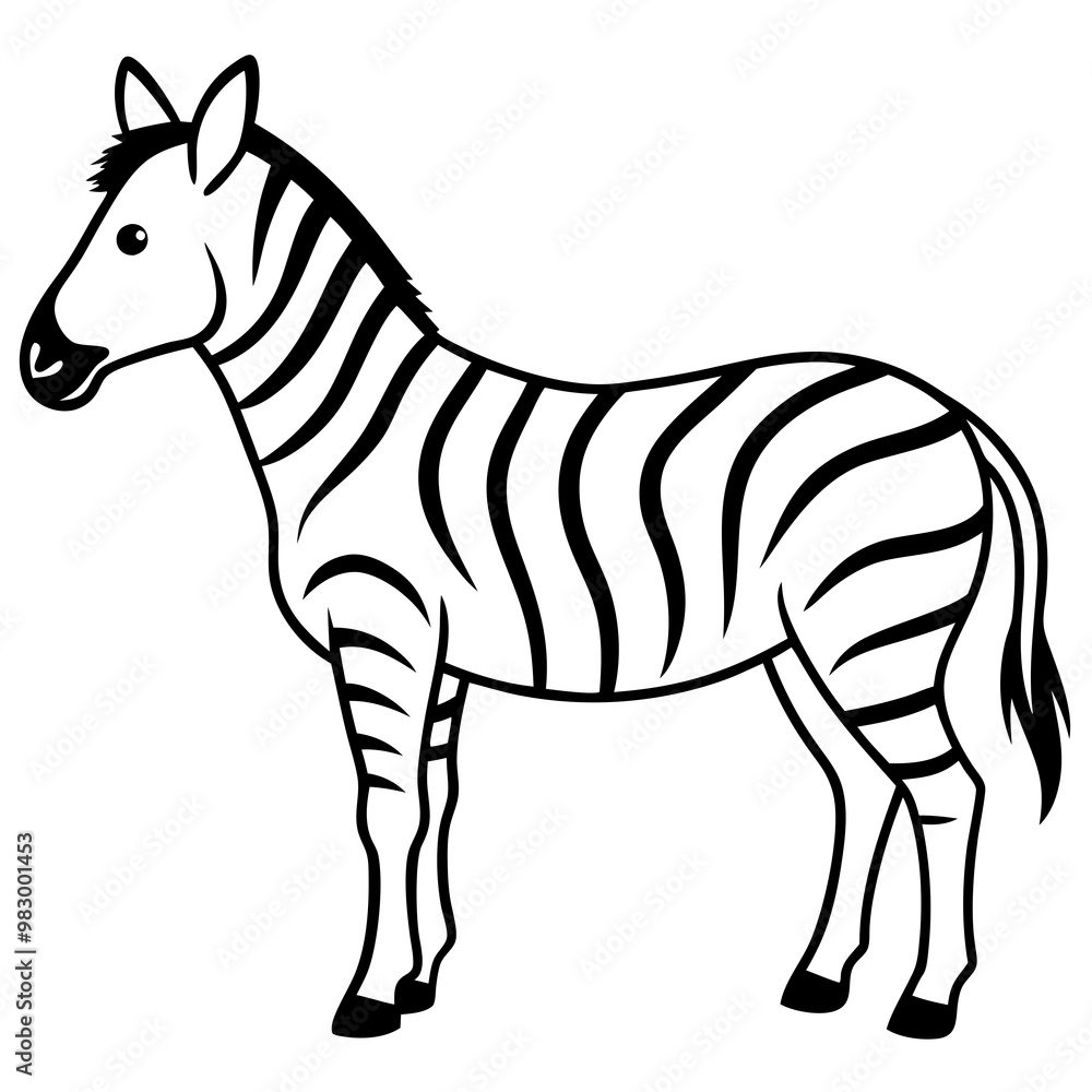 Minimalistic Zebra Line Art with Abstract Black and White Stripes