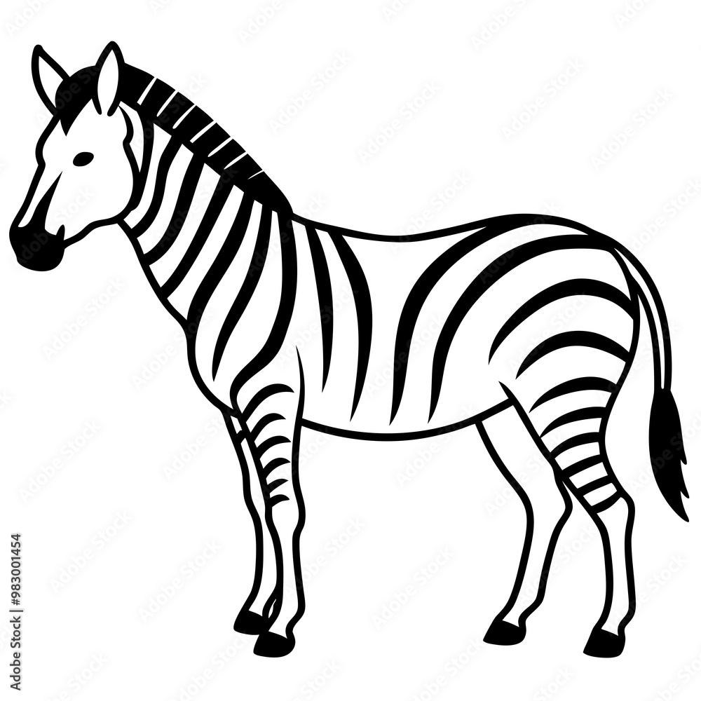 Fototapeta premium Minimalistic Zebra Line Art with Abstract Black and White Stripes