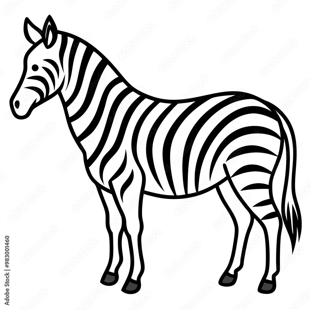 Fototapeta premium Minimalistic Zebra Line Art with Abstract Black and White Stripes