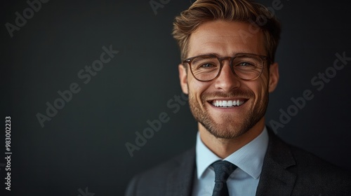 Smiling Businessman in Suit and Glasses - Portrait of Success