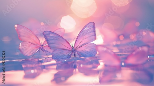 transparent pale pink butterflies photo