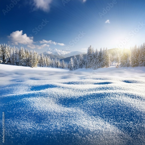 winter snow background with frost pattern; beautiful nature landscape view 