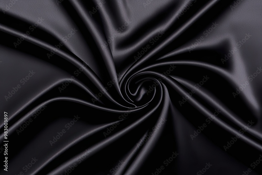 Obraz premium Black Satin Fabric with Modern Flowing Texture and Dynamic Movement