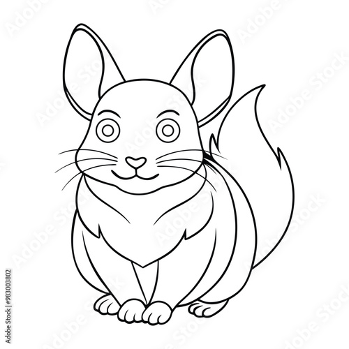 chinchilla vector art line on white background