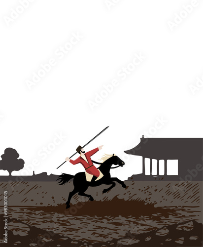 Javelin Thrower on Horseback Silhouette