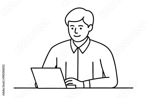 A man writes news line art vector illustration