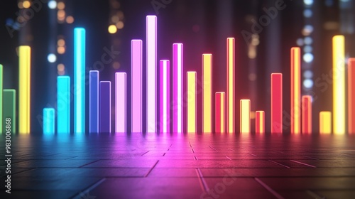 Vibrant Colorful Sound Wave Visualization in Night Scene