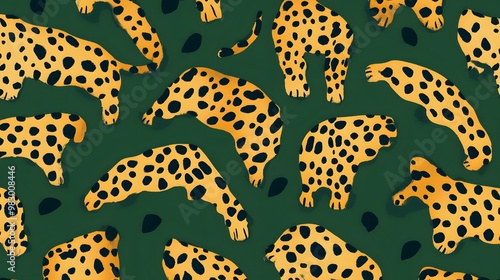 Leopard Skin Spots on Green Background, Abstract Image, Texture, Pattern Background, Wallpaper, Cover and Screen for Smartphone, PC, Laptop, 9:16 and 16:9 Format