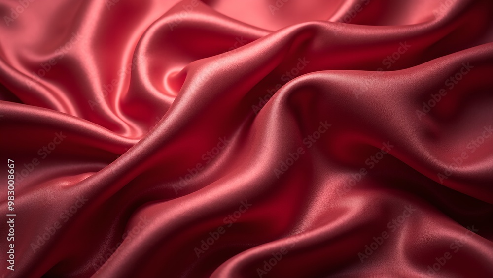 Obraz premium Luxurious satin fabric with shimmering highlights in deep crimson and sapphire