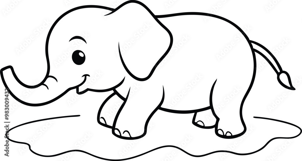 Fototapeta premium Sweet Elephant Playing with Colorful Balloons
