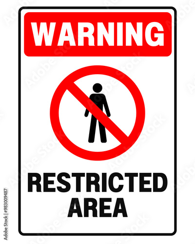 Warning Restricted Area Sign Poster - 1