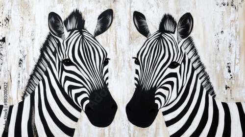 Two zebras with contrasting black and white stripes