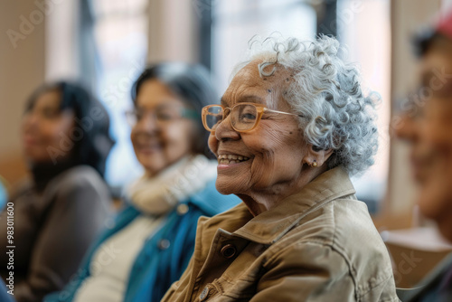 Wallpaper Mural Senior Women in Community Gathering, Engaged in Conversation, Elderly Care, Traditional Attire, Cultural Event Torontodigital.ca