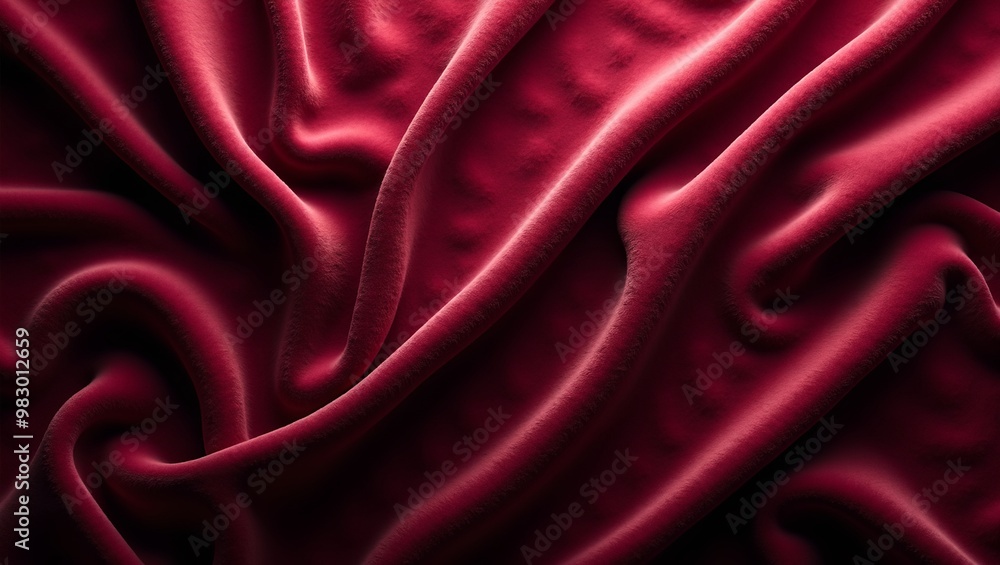 Obraz premium Luxurious velvet fabric texture in deep burgundy catching light for a velvety sheen
