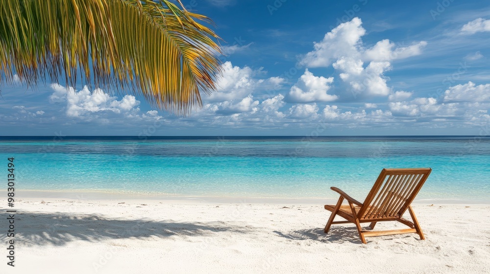 A beach chair is sitting on the sand next to the ocean A beach chair is sitting on the sand next to the ocean