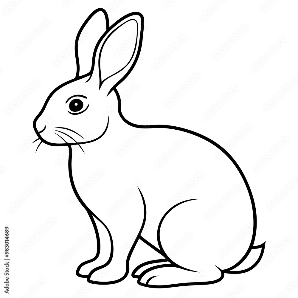 Minimalist Rabbit Line Drawing on White Canvas Minimalist Rabbit Line Drawing on White Canvas