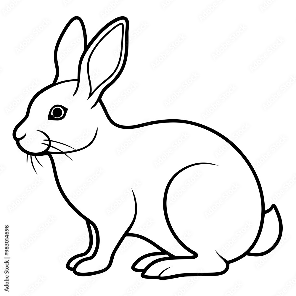Minimalist Rabbit Line Drawing on White Canvas Minimalist Rabbit Line Drawing on White Canvas