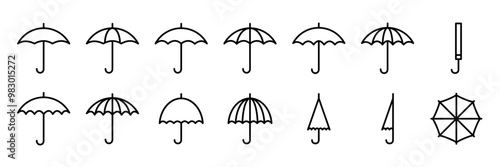 umbrella icon set line style for website collection with white background