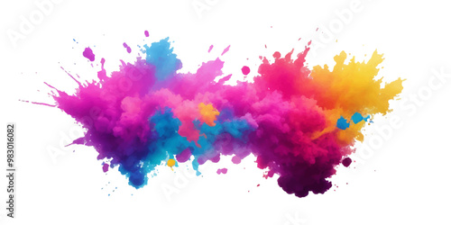 Multicolor powder explosion on White background. Colored cloud. Colorful dust explode. Paint Holi. colorful rainbow Holi paint color powder explosion with bright colors isolated white background. 