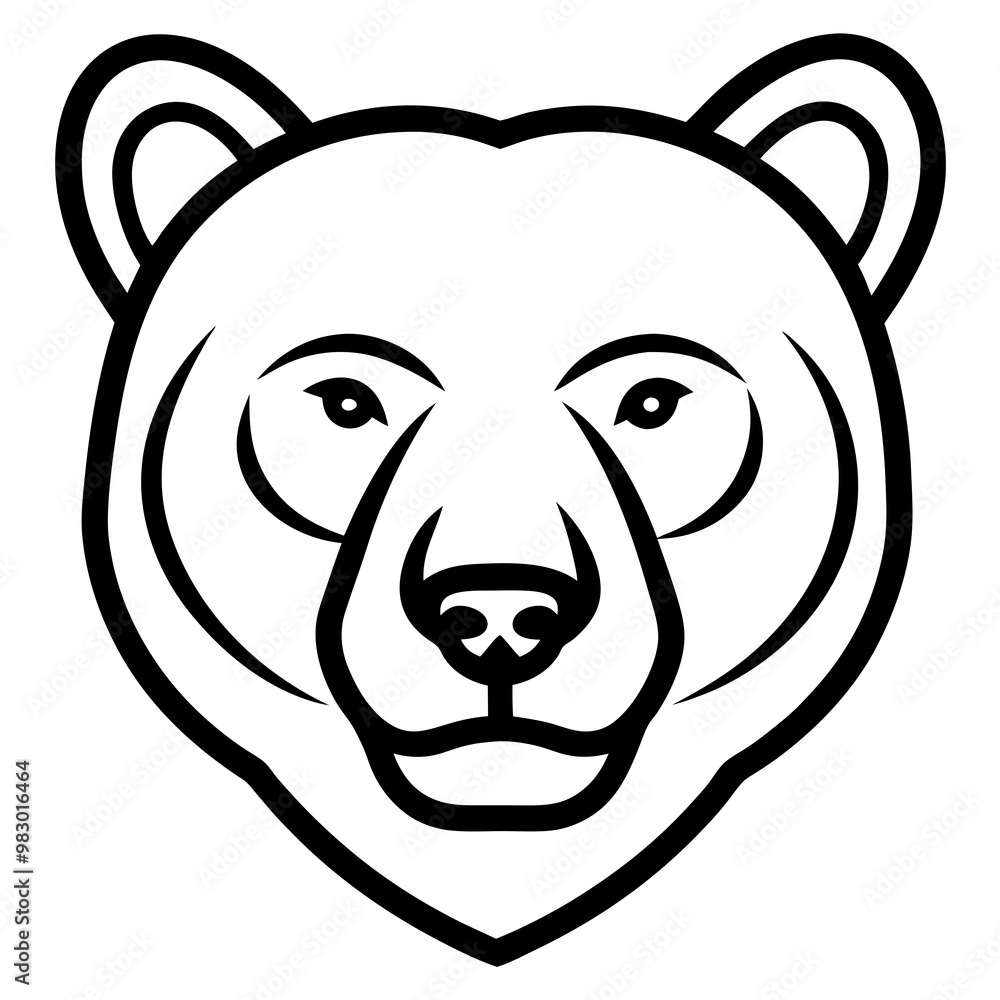 Minimalist Bear Face Icon in Black art vector Minimalist Bear Face Icon in Black art vector