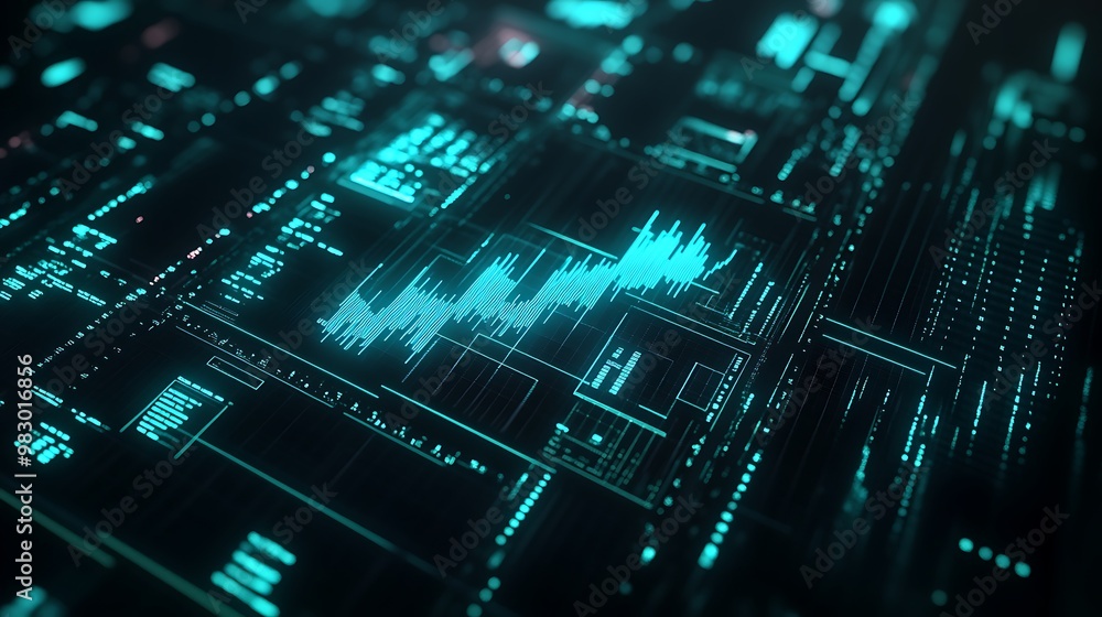 Futuristic Neon Data Visualization: Dynamic Financial Analytics and Technological Insights with Glowing Abstract Grid Patterns Futuristic Neon Data Visualization: Dynamic Financial Analytics and Technological Insights with Glowing Abstract Grid Patterns