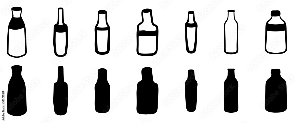 set of bottles silhouettes vector set of bottles silhouettes vector