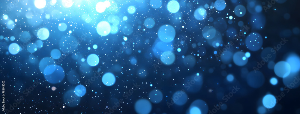 Abstract Bokeh Lights on Blue Background - Dreamy Golden Glow Abstract Bokeh Lights on Blue Background - Dreamy Golden Glow