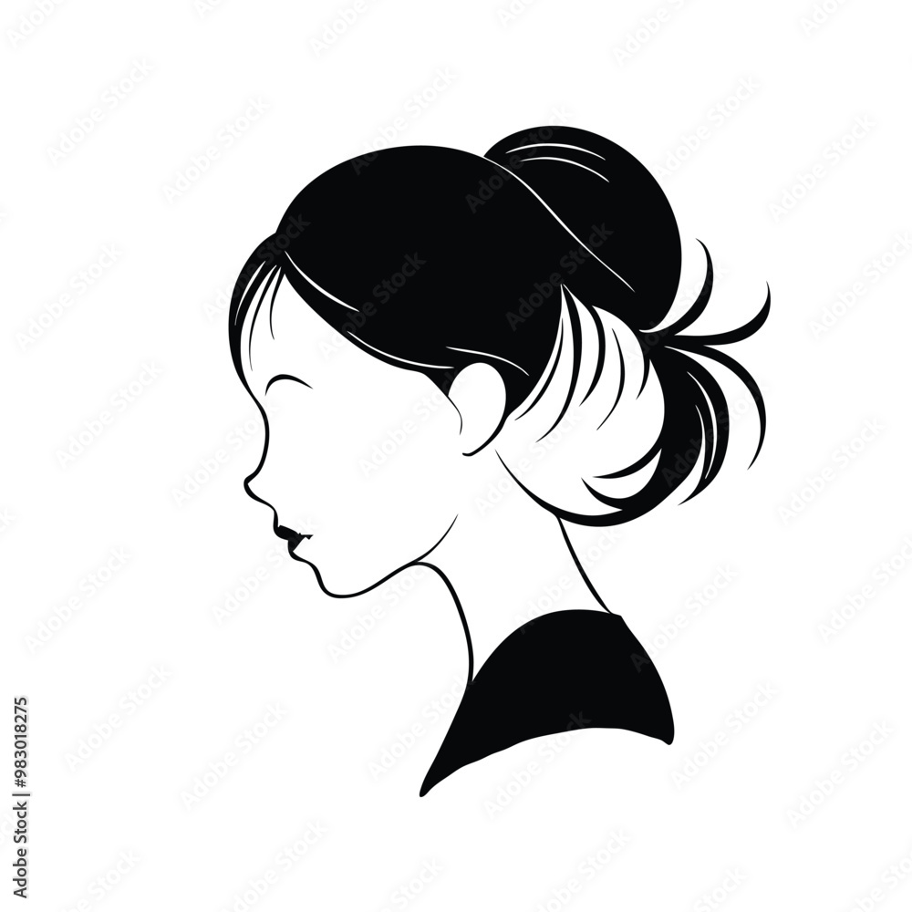 a Girl profile, Vector silhouette, on an isolated white background a Girl profile, Vector silhouette, on an isolated white background