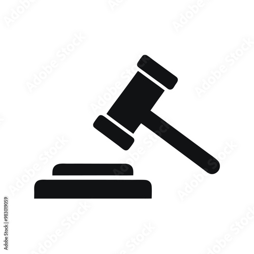 a judge gavel icon, vector silhouette, isolated white background, 