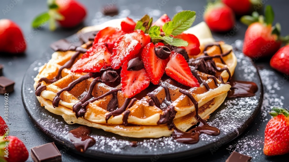 crepe chocolate fruits strawberry waffle crepe chocolate fruits strawberry waffle