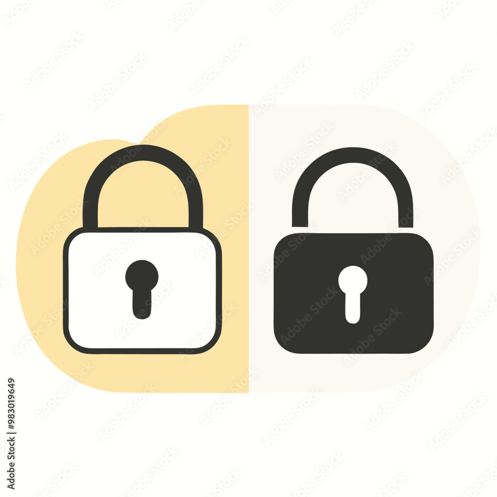 a Locked and unlocked lock icon, vector silhouette, isolated white background, a Locked and unlocked lock icon, vector silhouette, isolated white background,